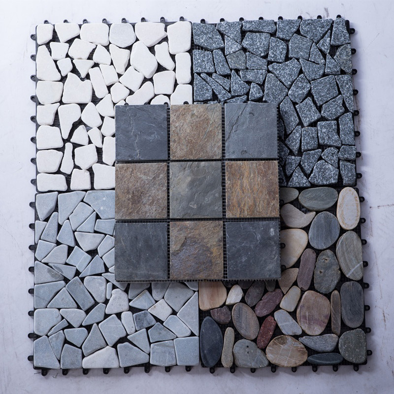 Velit Stone Pebble Garden Interlocking Stone Deck Tiles