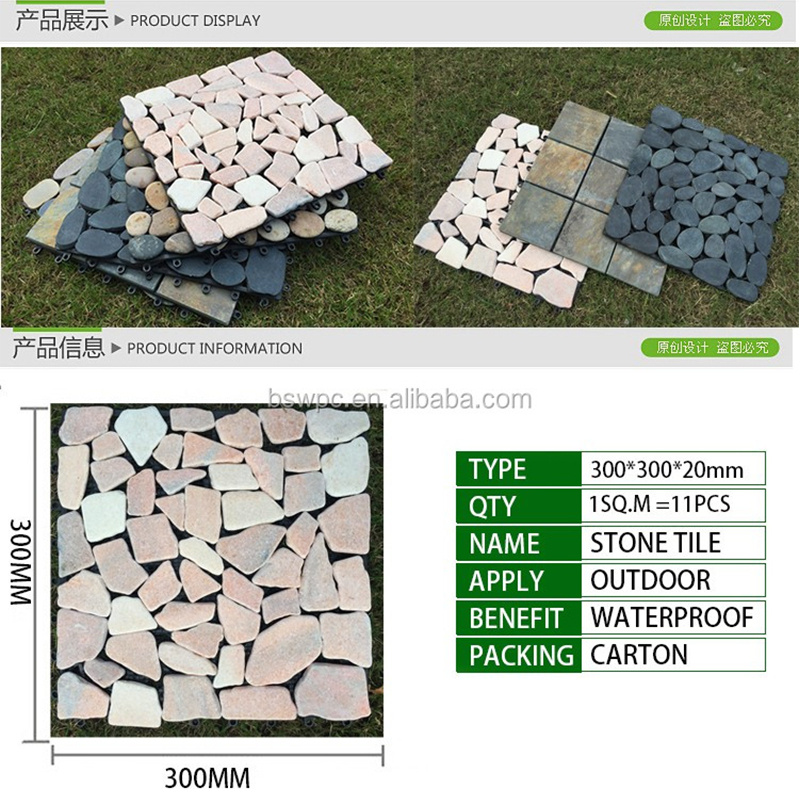 Velit Stone Pebble Garden Interlocking Stone Deck Tiles